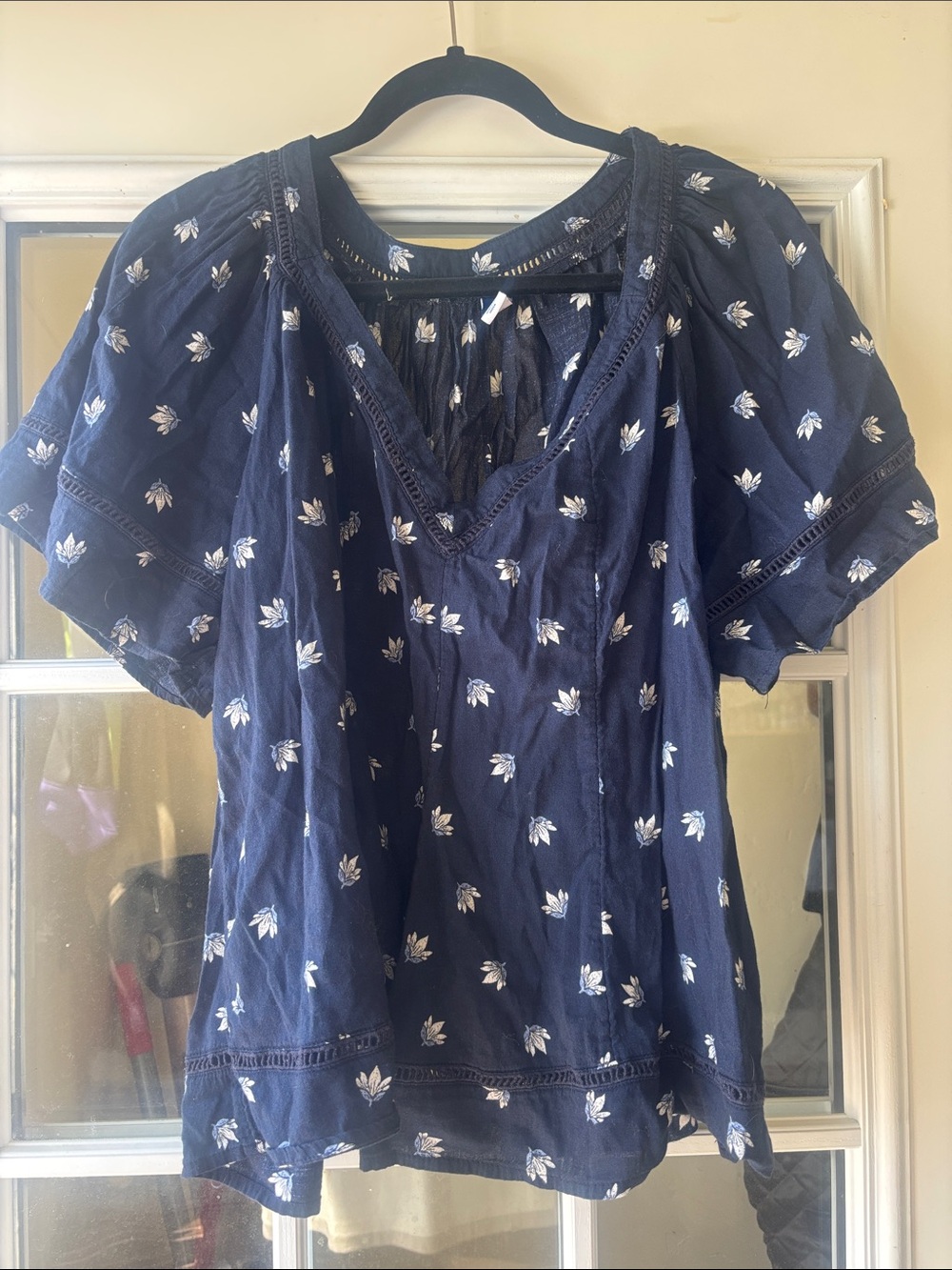 Old Navy Blue Floral Embroidered Tunic